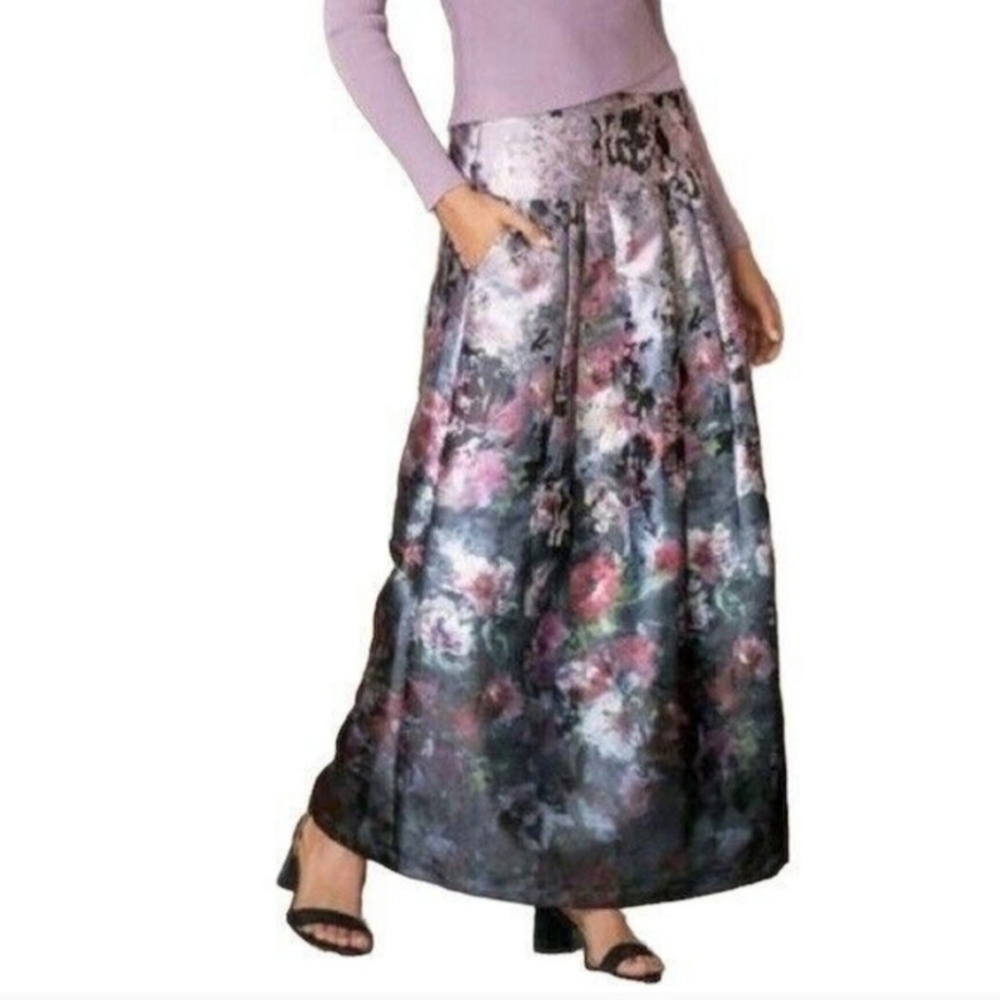 Sof surroundings women's maxi skirt floral purple size S fairy bohemian